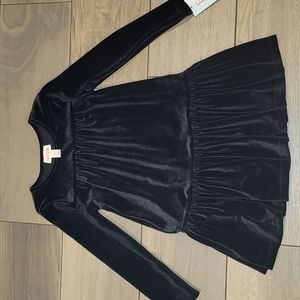 NWT Girls Size 4T Velvet Black Long Sleeve Dress Lightweight